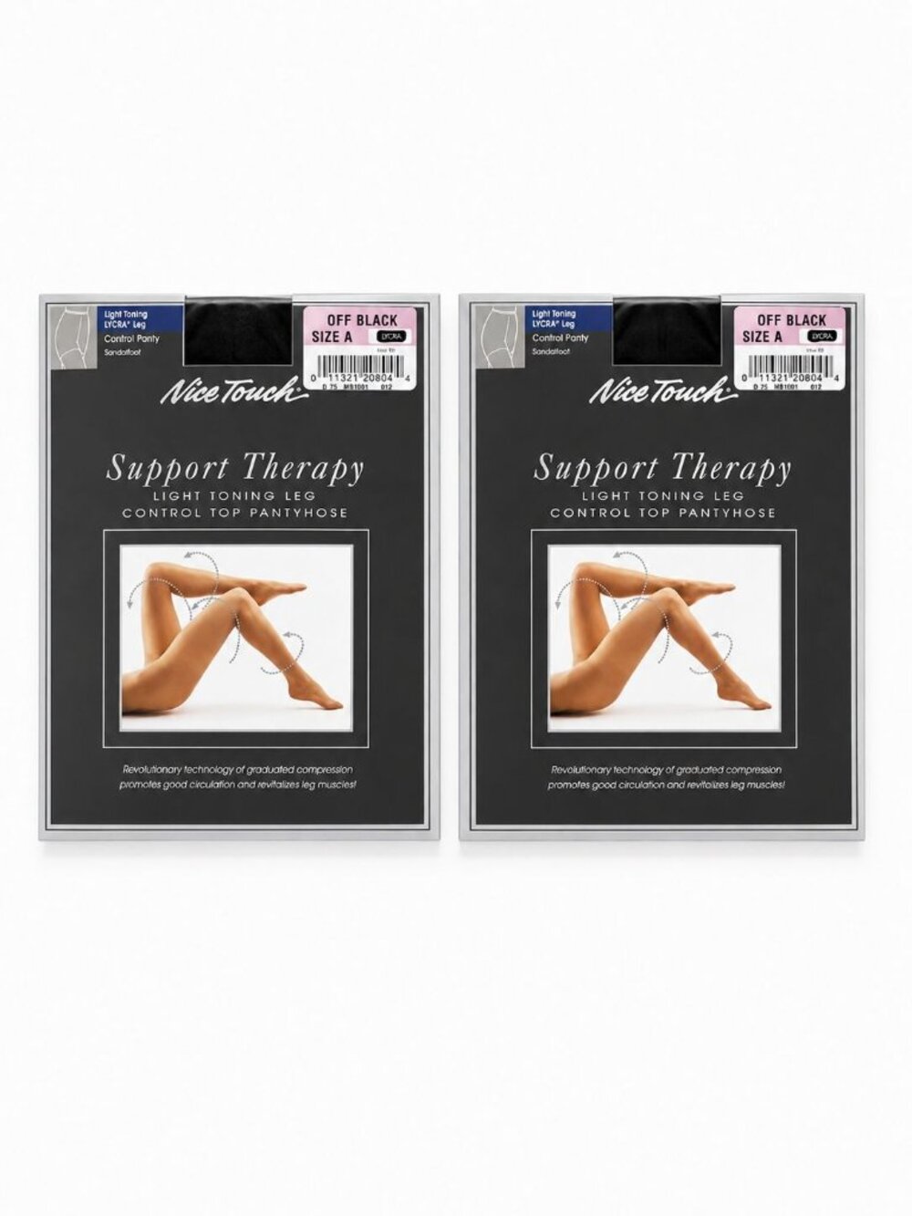 Nice Touch Support Therapy Light Toning Control Top Pantyhose Off Black Size A